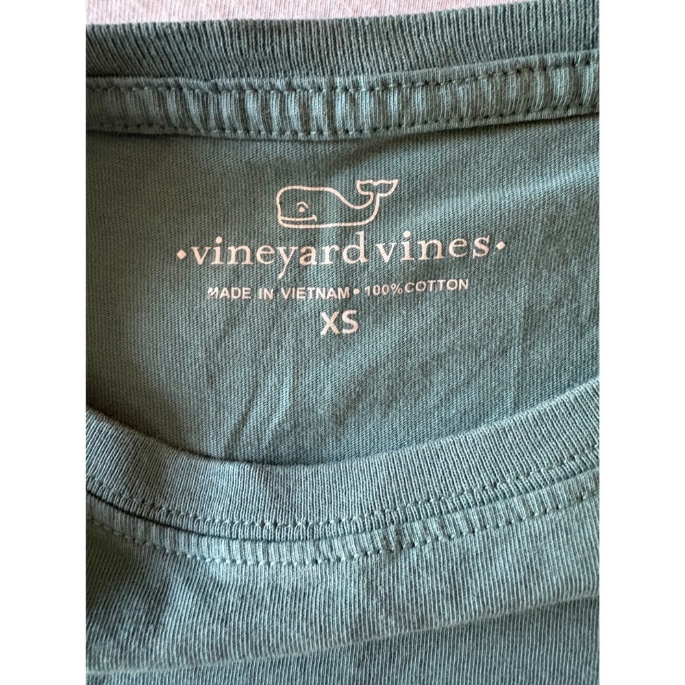 Vineyard Vines Pocket T-Shirt Womens XS Teal Fall Pumpkin Preppy Autumn Cottage - Picture 5 of 6
